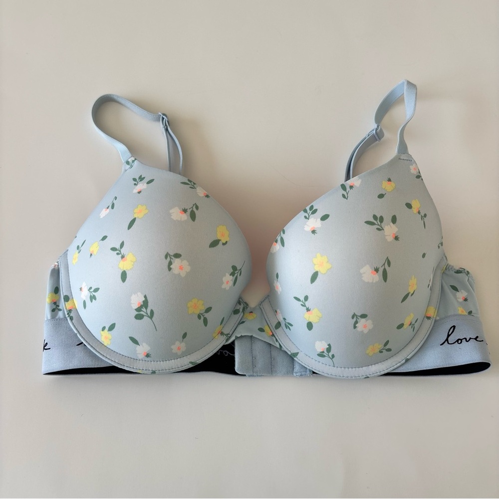 Victoria’s Secret Pink Wear Everything Baby Blue Floral Bra